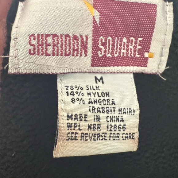 80s Bling Casino Grandma Sweater Black Beaded Jewel Button Silk Angora Medium - Picture 5 of 5